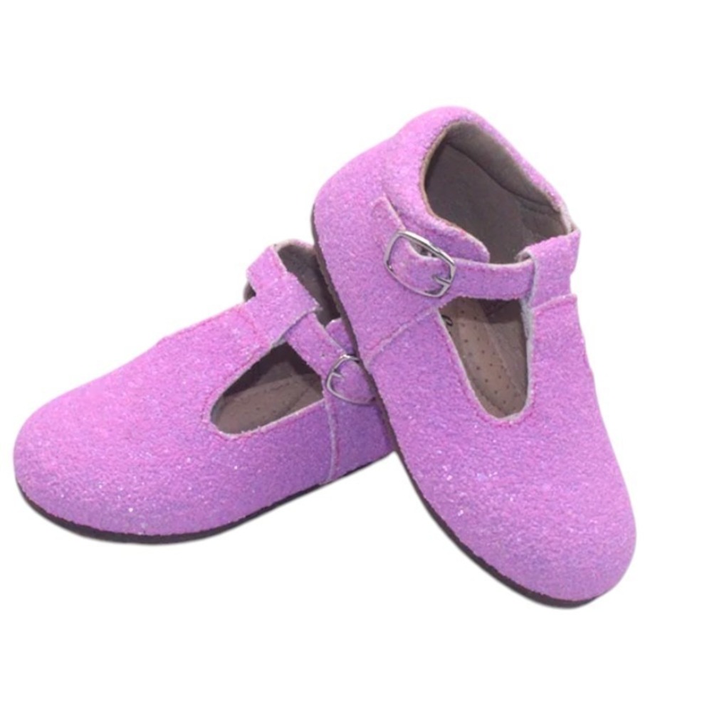 Leather Baby Size‎ 3C Purple Glitter T-Strap Flats Girls Shoes A Bear Co
